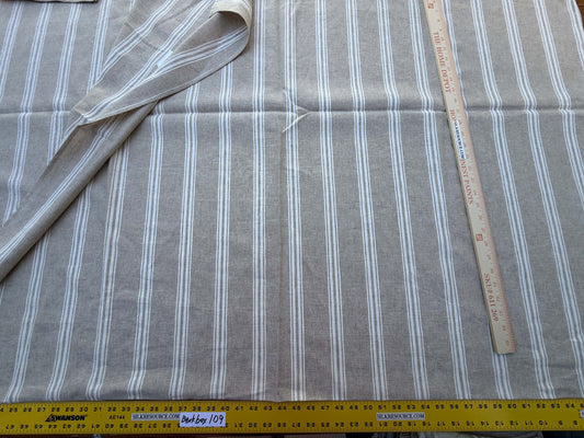 6 Berkbox109 Scalamandre Alhambra Negret Linen Beige White Cotton Stripe  2.4yd x54" wide