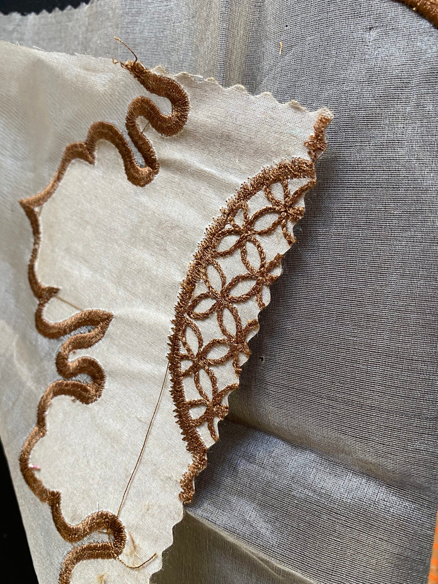 Divinity 100% Silk Organza with Medallion Embroidery Copper Gold