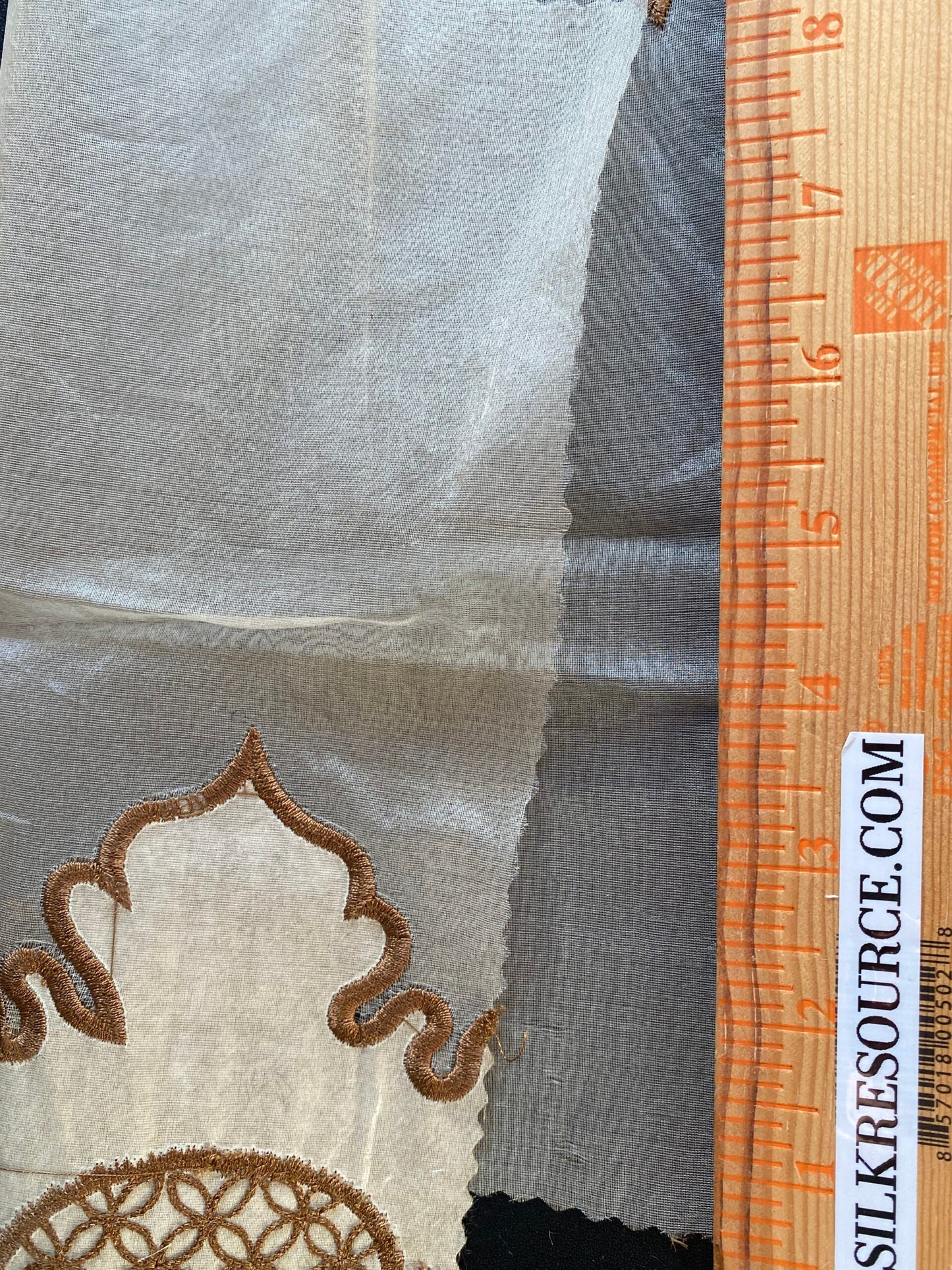 Divinity 100% Silk Organza with Medallion Embroidery Copper Gold