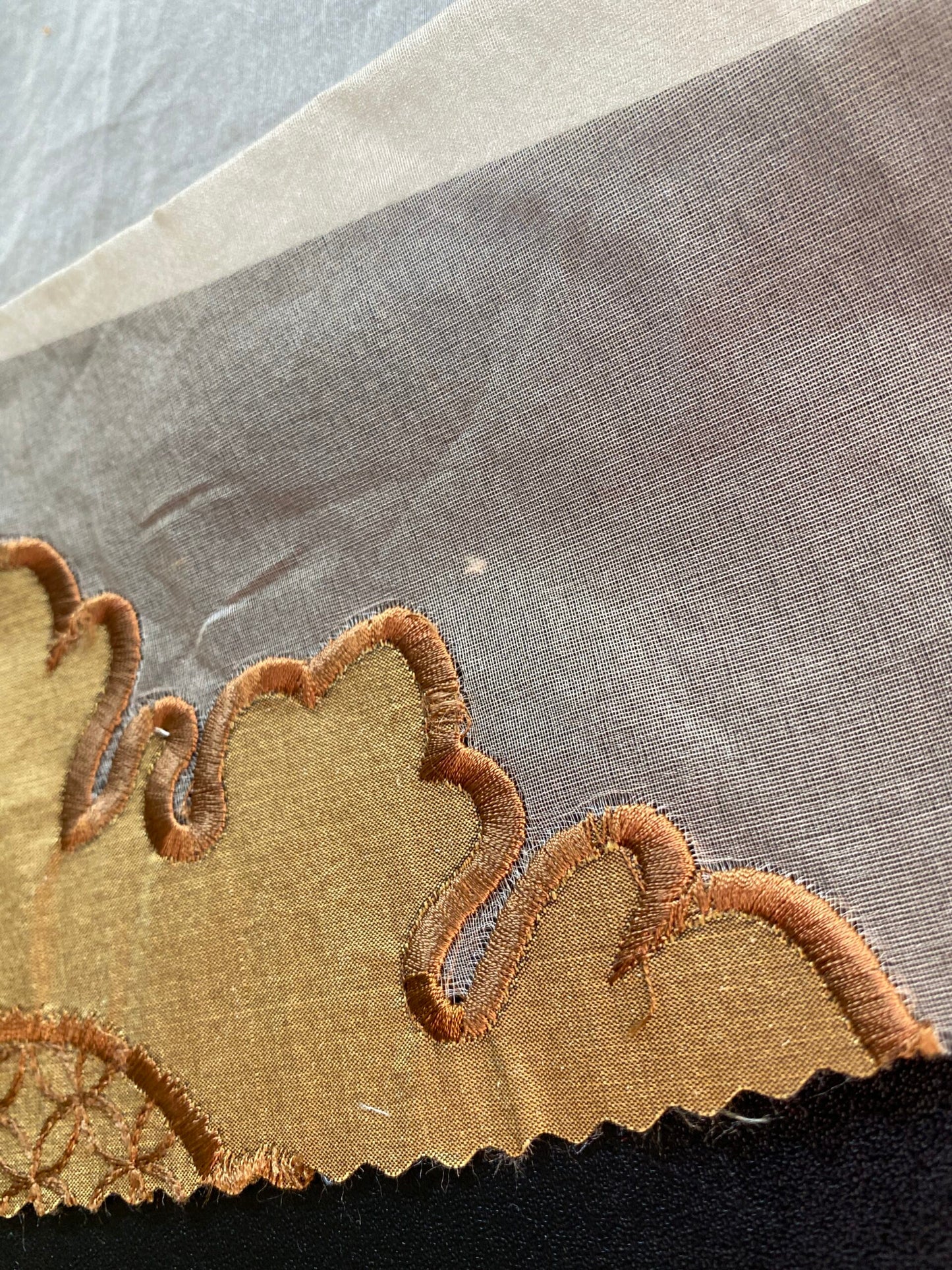 Divinity 100% Silk Organza with Medallion Embroidery Copper Gold