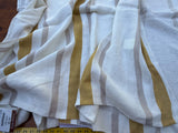 8 Berkbox109 Scalamandre Alhambra Salvia Mustard Linen White Gold Gray Stripe 2.4yd x54" wide