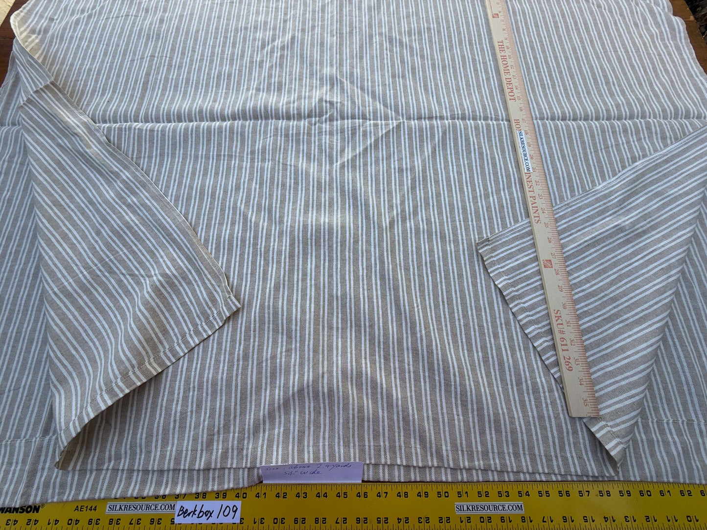 9 Berkbox109 Scalamandre Alhambra Bernia Linen Cotton Linen Stripe 2.4yd x54" wide