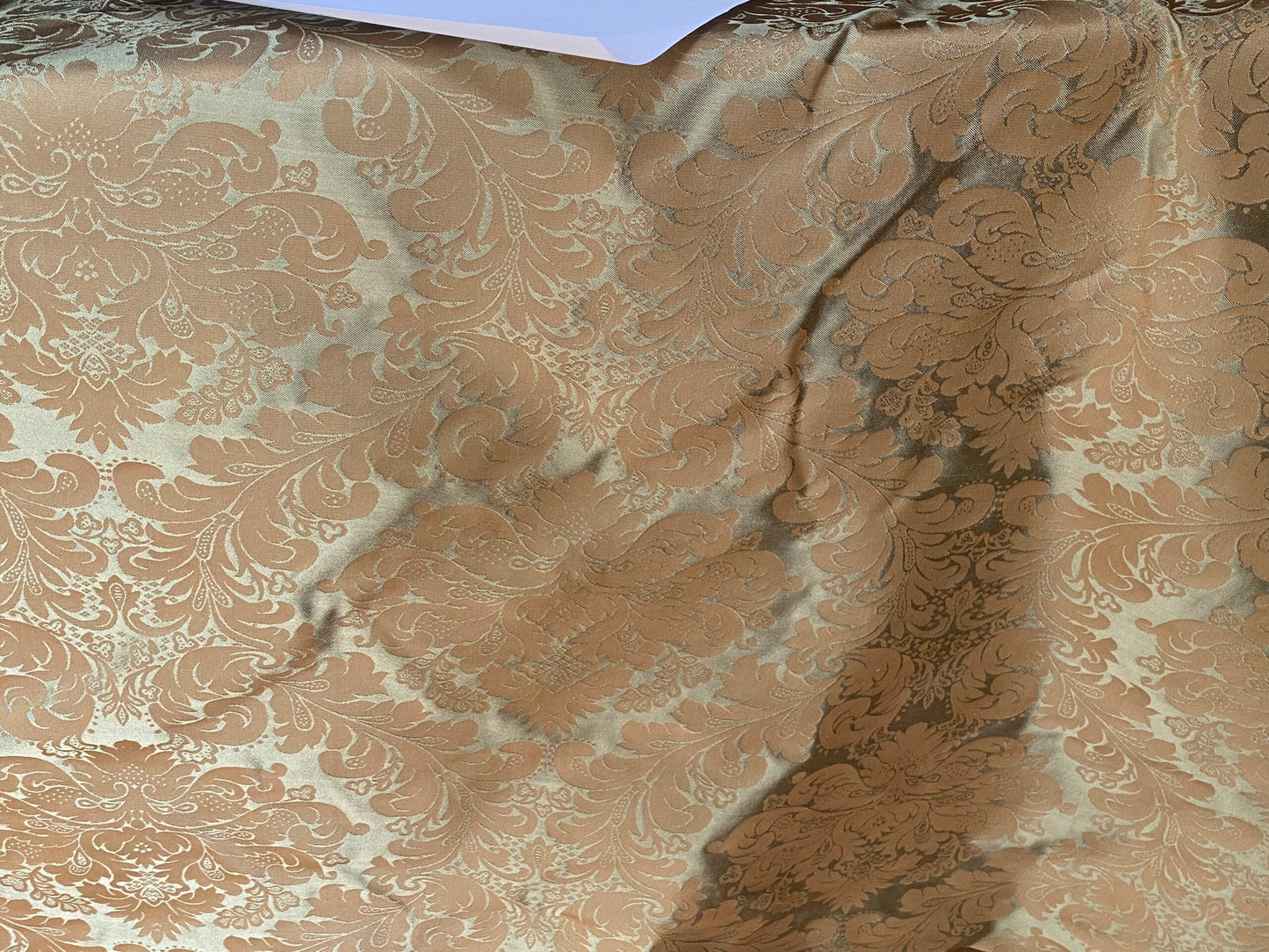 High Quality 100% Silk Damask Renaissance Classic Golden Olive Green Bronze