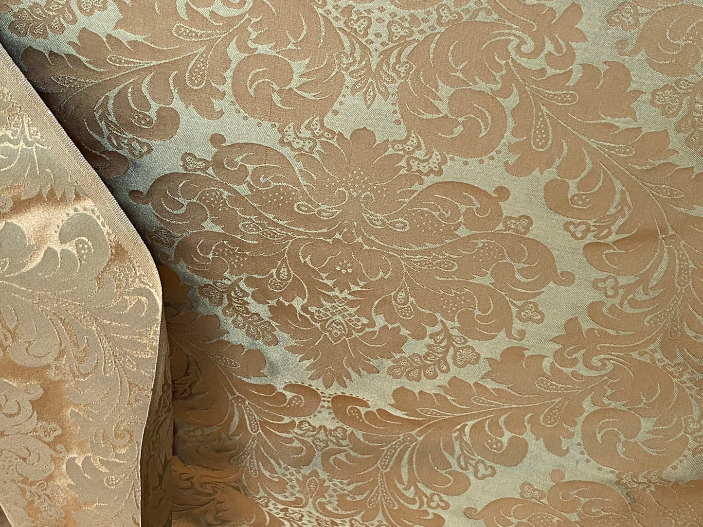 High Quality 100% Silk Damask Renaissance Classic Golden Olive Green Bronze