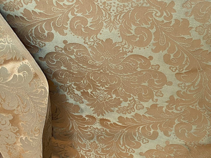 High Quality 100% Silk Damask Renaissance Classic Golden Olive Green Bronze