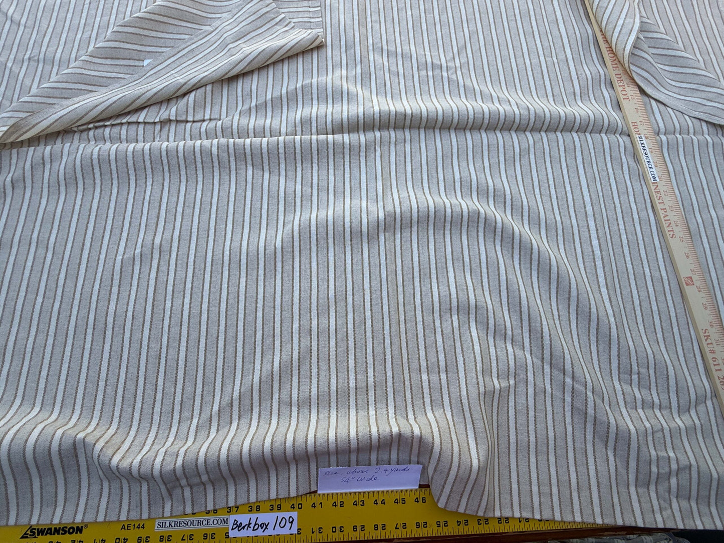 10 Berkbox109 Scalamandre Alhambra Roda Linen Cotton Linen Stripe 2.4yd x54" wide