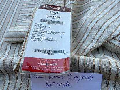 10 Berkbox109 Scalamandre Alhambra Roda Linen Cotton Linen Stripe 2.4yd x54" wide