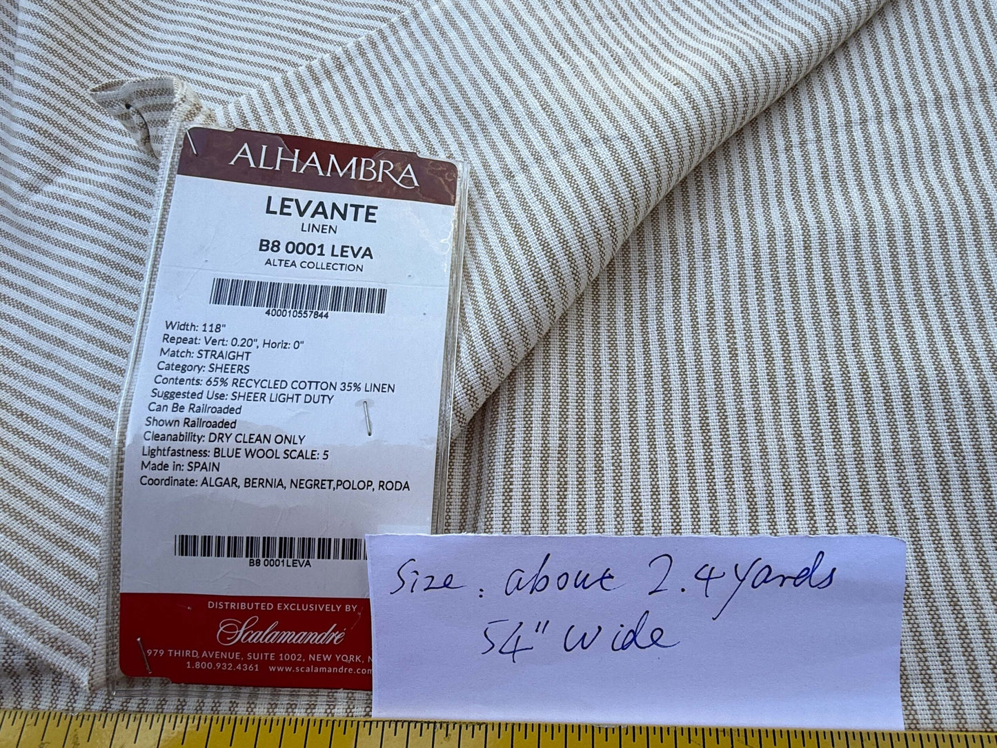 11 Berkbox109 Scalamandre Alhambra Levante Linen Cotton Linen Stripe 2.4yd x54" wide