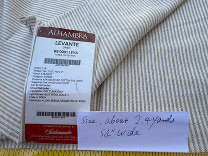 11 Berkbox109 Scalamandre Alhambra Levante Linen Cotton Linen Stripe 2.4yd x54" wide