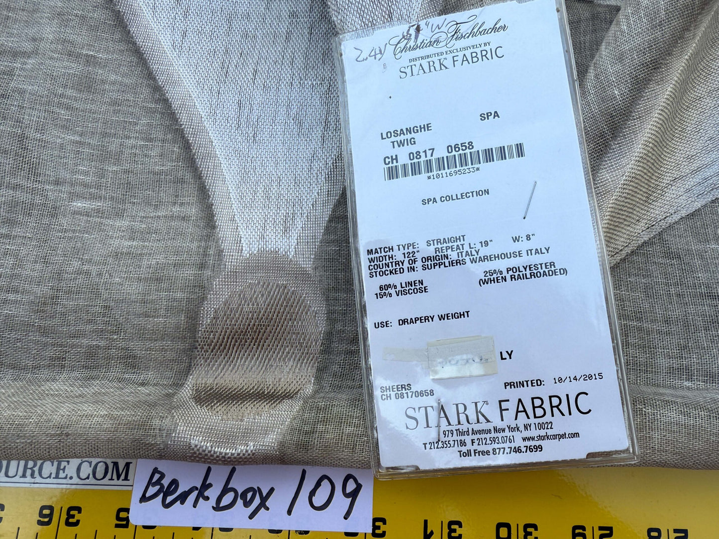 12 Berkbox109 Scalamandre Christian Fischbacher Losanghe Twig Sheer Gray Diamond Ogee  2.4yd x54" wide