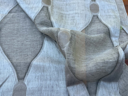 12 Berkbox109 Scalamandre Christian Fischbacher Losanghe Twig Sheer Gray Diamond Ogee  2.4yd x54" wide