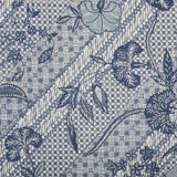 By yard Jasper Fabrics  Java Stripe Indigo Blue and White Floral  100% Hemp - Special order