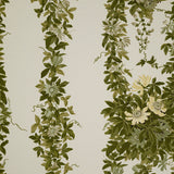 By yard Jasper Fabrics Malmaison Fontaine Green and Beige Botanical Linen Cotton - Special Order