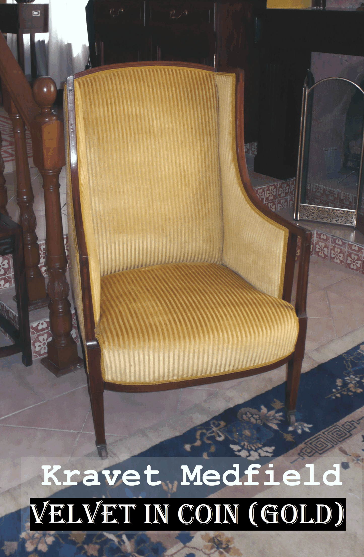 Kravet Couture Medfield Stripe Coin Gold Velvet Mini Stripe