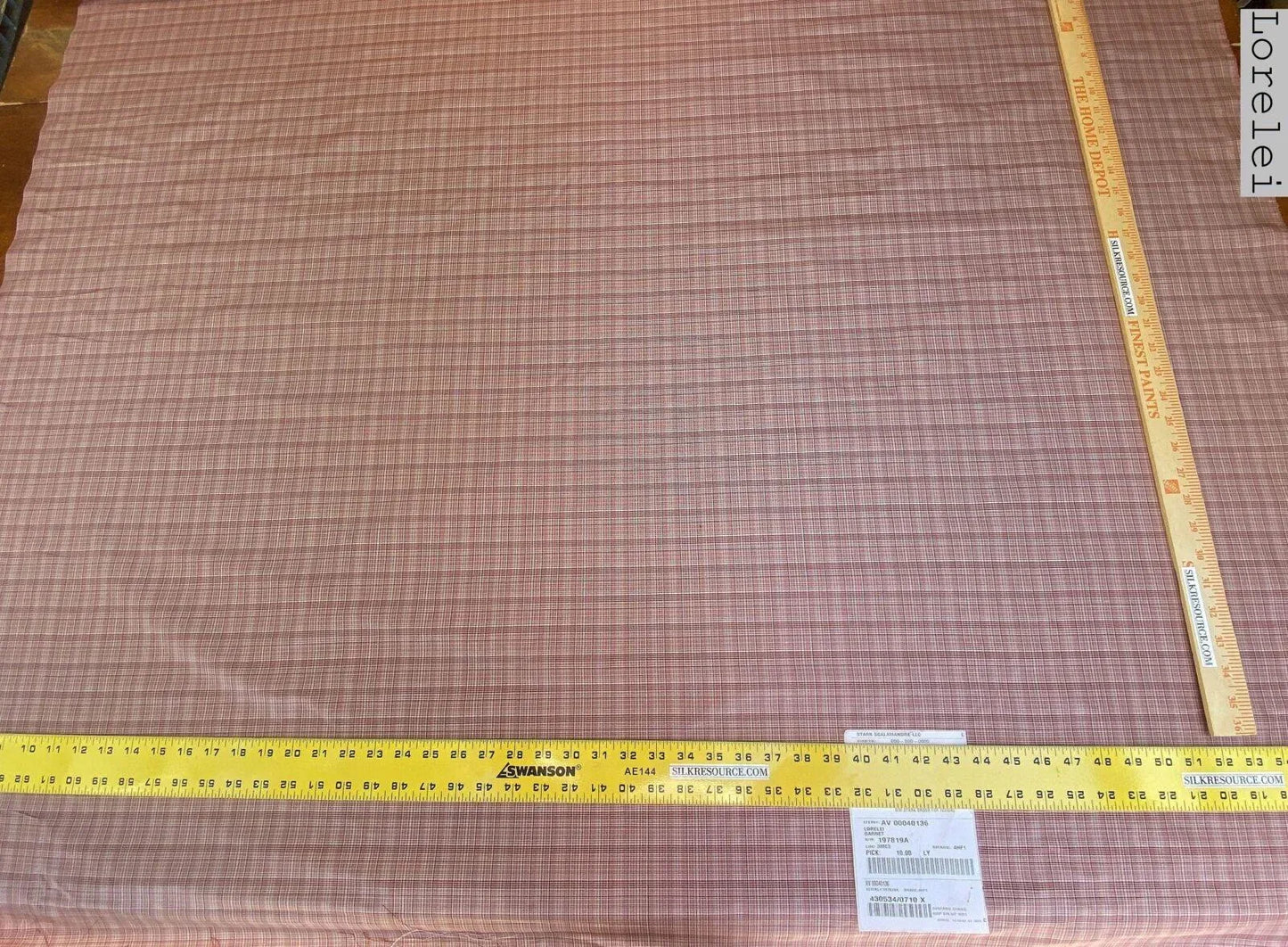 Scalamandre " Lorelei Garnet Silk Taffeta Fine Plaid Red MSRP USD 112/yard Small Scale"