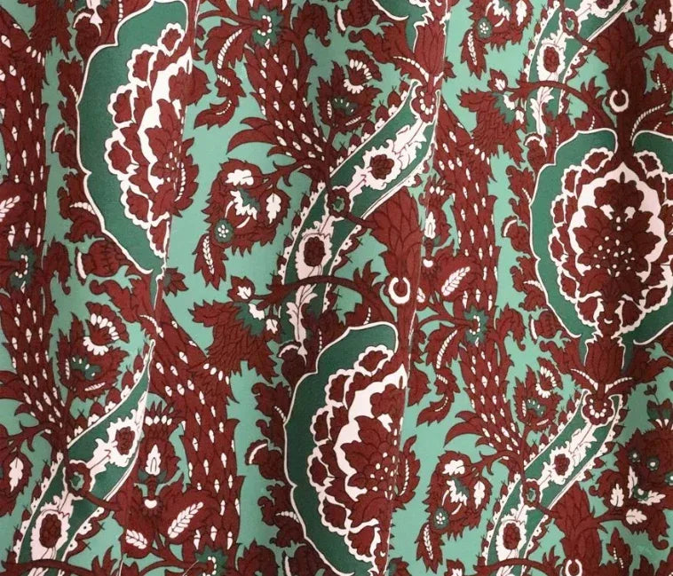 By Yard Scalamandre Les Feuilles Feathers Flowers Gw Blue/gold Red Orange  Animal Skin Bird Feather Mid-Century MSRP $200+/Y