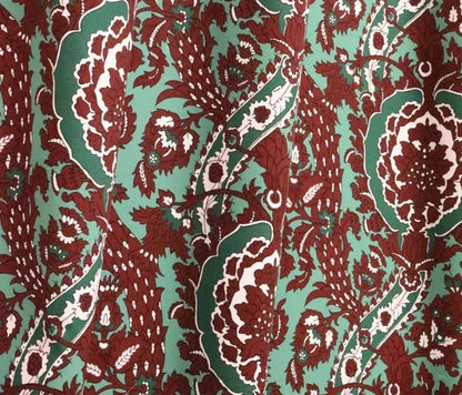 By Yard Scalamandre Les Feuilles Feathers Flowers Gw Blue/gold Red Orange  Animal Skin Bird Feather Mid-Century MSRP $200+/Y