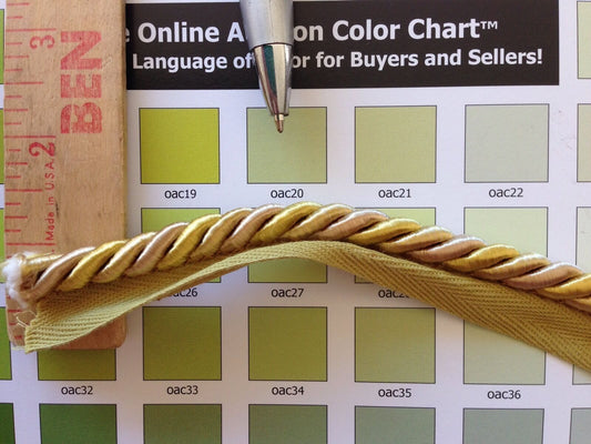High End ITALIAN LIP CORD TRIM LITE CHARTREUSE Gold Green BTY