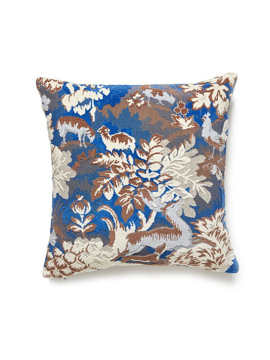 Scalamandre Tails Tale 22 X 22 - Blue Wood Decorative Pillow