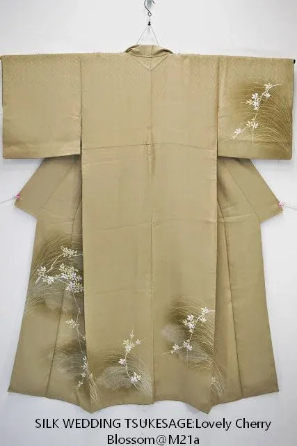High Quality Silk Wedding Tsukesage Lovely Cherry Blossom Taupe
