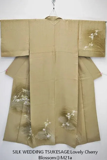 High Quality Silk Wedding Tsukesage Lovely Cherry Blossom Taupe