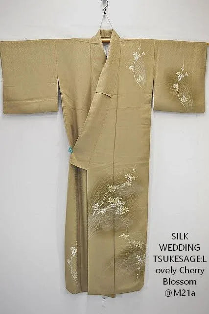 High Quality Silk Wedding Tsukesage Lovely Cherry Blossom Taupe