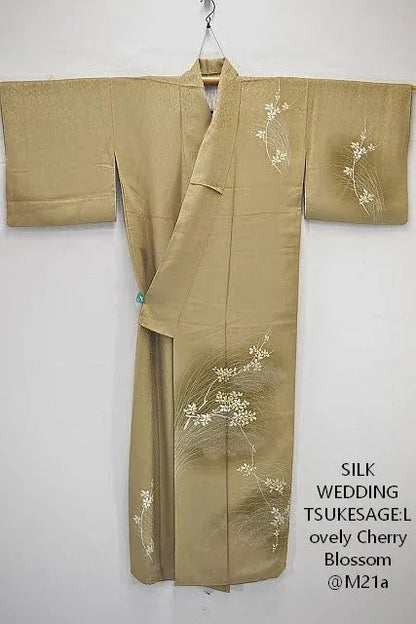 High Quality Silk Wedding Tsukesage Lovely Cherry Blossom Taupe