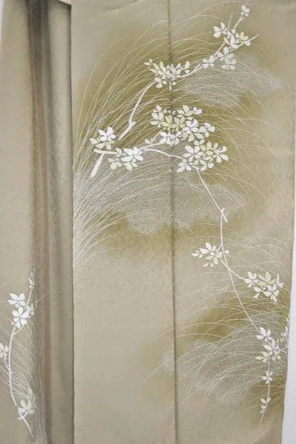 High Quality Silk Wedding Tsukesage Lovely Cherry Blossom Taupe