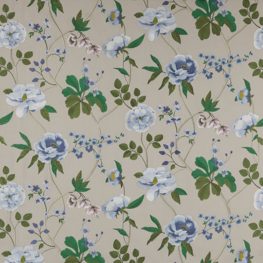 Manuel Canovas Paris Talmont Ciel Embroidery Blue Green on Beige Floral Botanical Foliage MSRP USD412/y