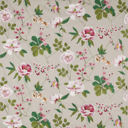 Manuel Canovas Paris Talmont Rose Embroidery Pink Green White on Beige Botanical Foliage MSRP USD364/y