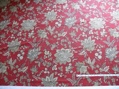 By yard Designer Magnolia Home White Paisley Jacobean Print Red