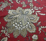 By yard Designer Magnolia Home White Paisley Jacobean Print Red