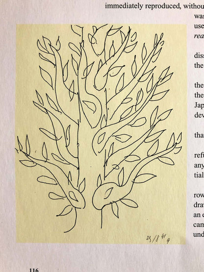 by yard Scalamandre Yang Linen Print Tan On Beige Matisse Style Drawing MSRP USD 225/y