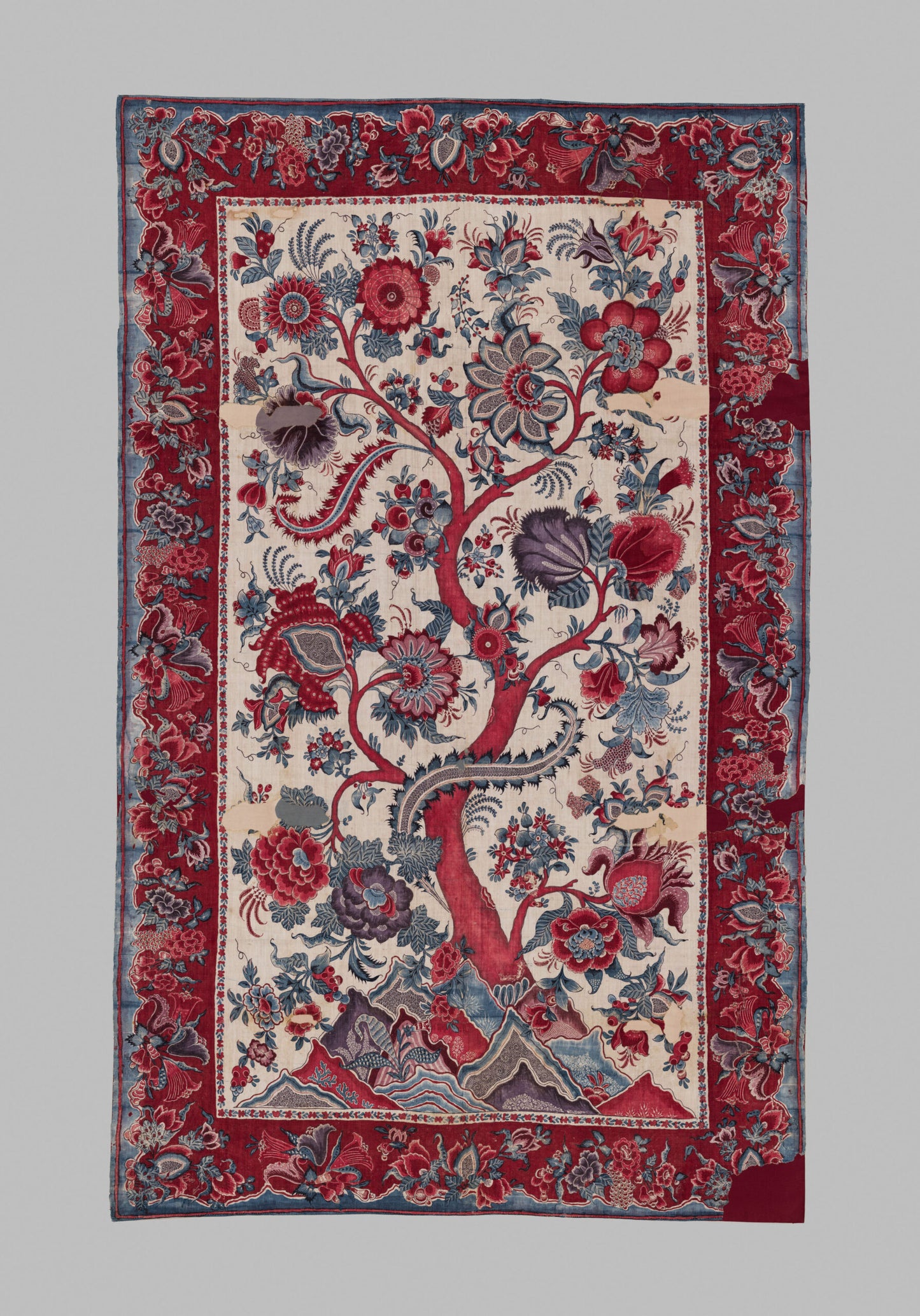 Scalamandre Aldeburgh Paisley Tree Of Life Toile Chintz Printed Palampores Cotton Rose Pink Real Blue Red Indian Chintz