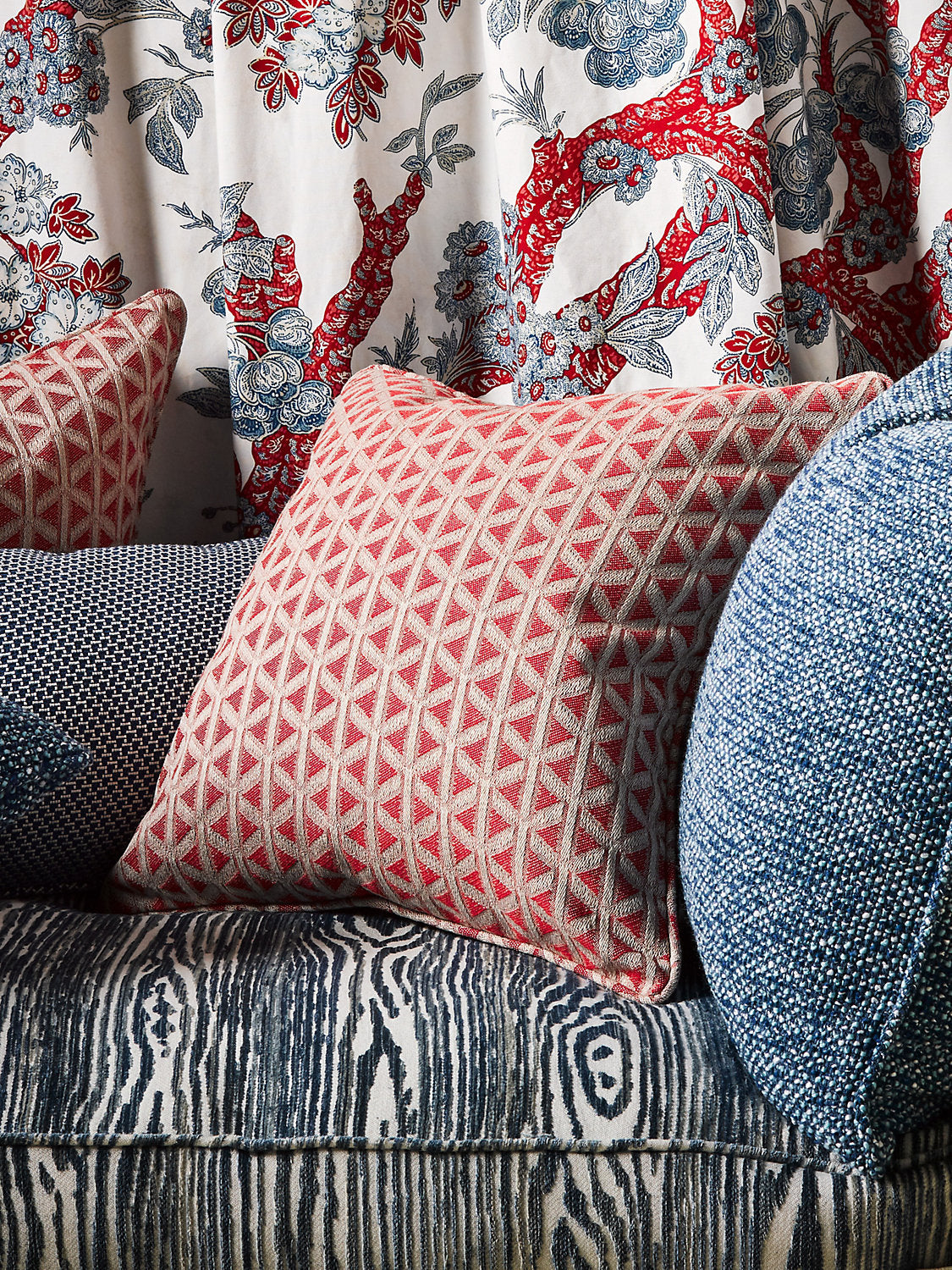 Scalamandre Cross Channel 22 X 22 - Rouge Decorative Pillow