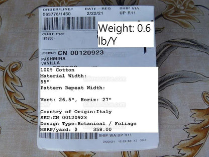 Scalamandre Pashmina Vanilla Floral Lattice Cream Gold Pink Green Arabisque Print MSRP USD 358/Y