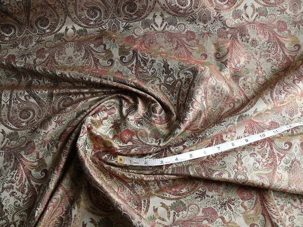 Scalamandre Baranzelli Regency 100%silk Lampas Red Green Renaissance Paisley