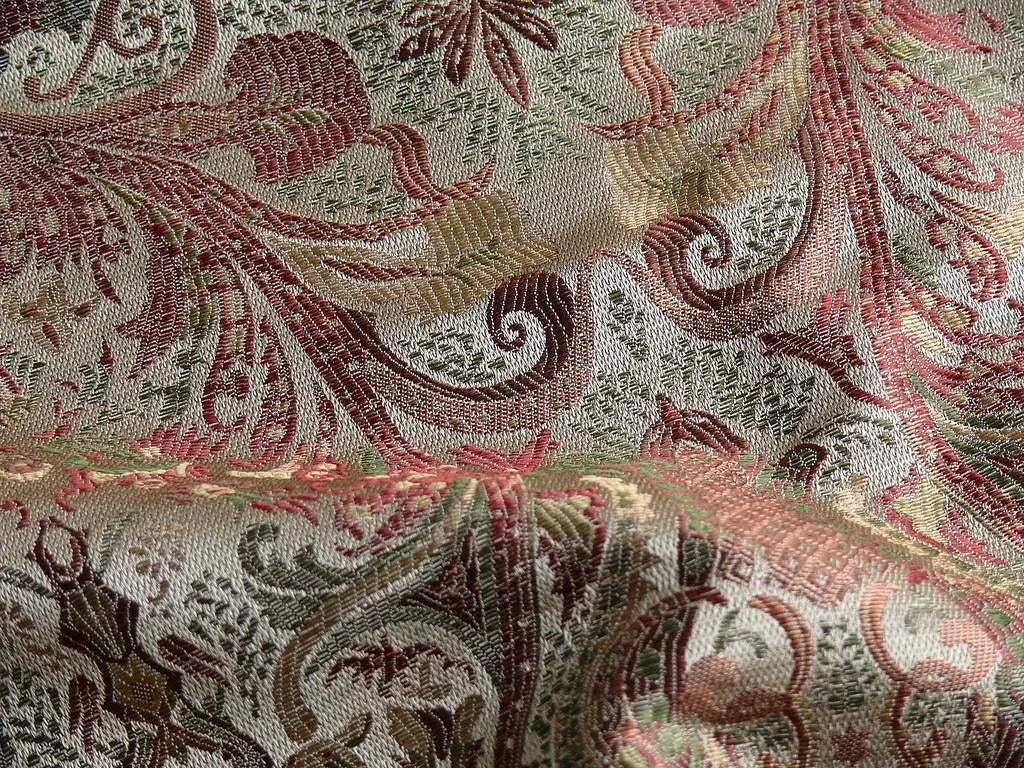 Scalamandre Baranzelli Regency 100%silk Lampas Red Green Renaissance Paisley
