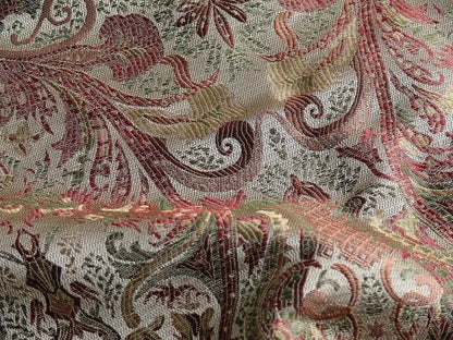 Scalamandre Baranzelli Regency 100%silk Lampas Red Green Renaissance Paisley