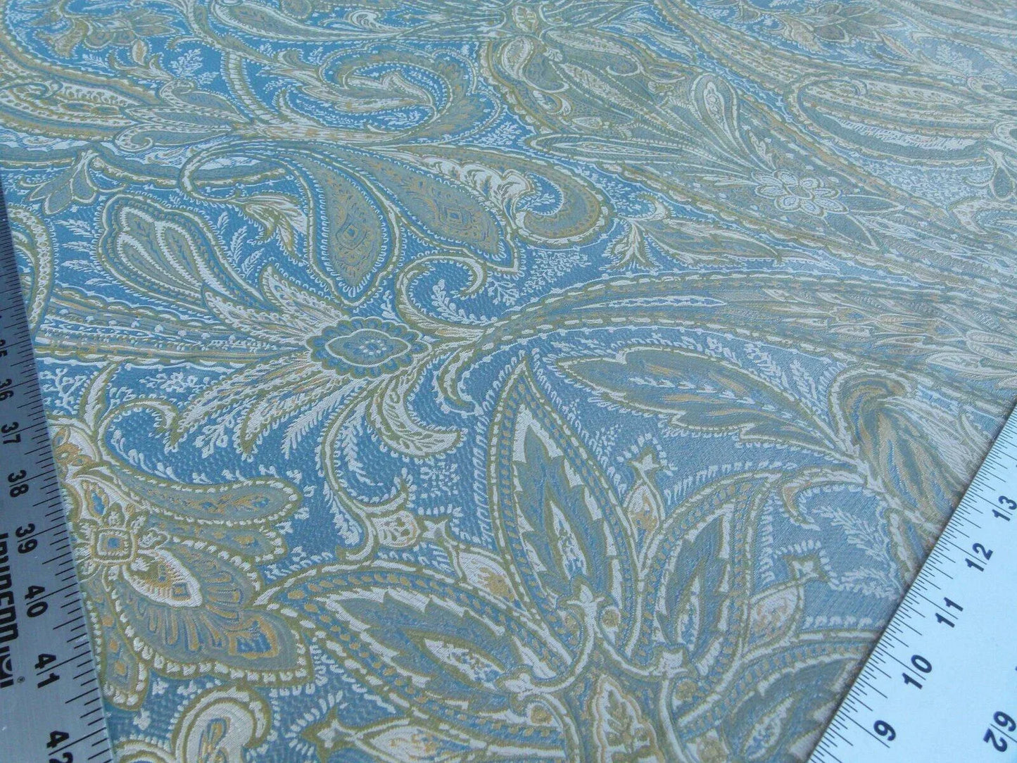 Bty Kravet Delft Grammercy Park Paisley Blue Green Silk Damask Mspr198/y