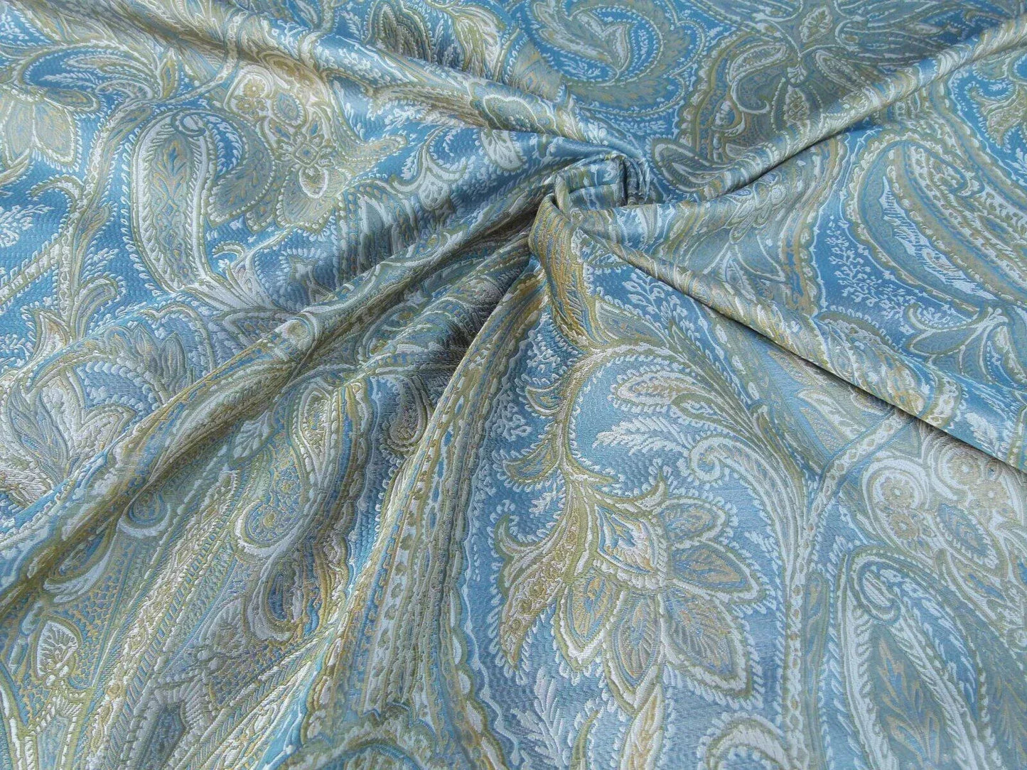 Bty Kravet Delft Grammercy Park Paisley Blue Green Silk Damask Mspr198/y