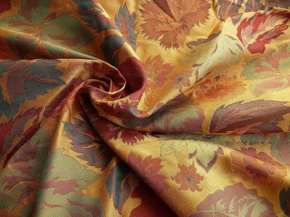 Hiend 100% Silk Lampas Brocade Golden Fall Foliage Bty