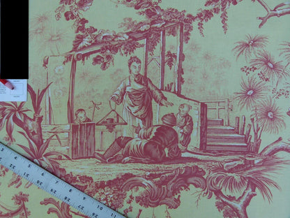 Brunschwig &amp; Fils Plaisirs D Indochine Jasmine Yellow Red Cotton Print Garden Chinoiserie MSRP USD 196/Y