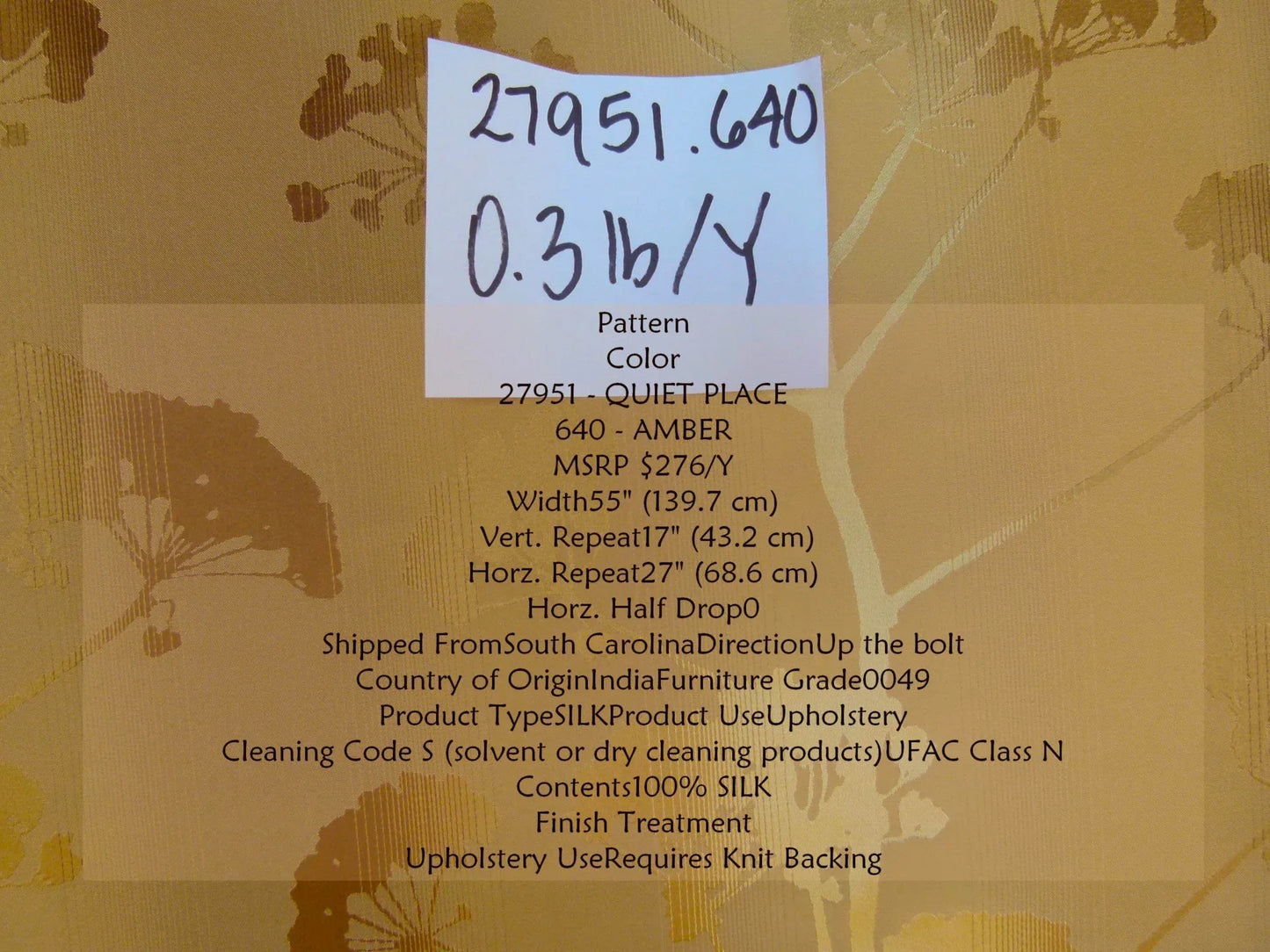 Kravet Coutour 100% Silk Quiet Place Serenity Gold Amber Forest Yarrow Autumn Foliage MSRP 276/Y By Yard