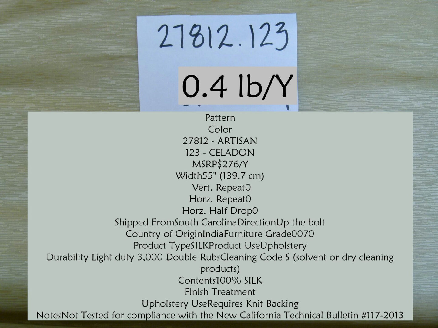 Kravet Couture Artisan Color:123 Celadon Green Silk Texture MSRP USD276/y