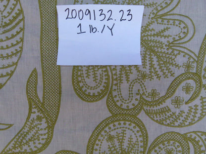 Lee Jofa Whitcomb Apple Green White Crewel Embroidery Linen Large Foliage MSRP USD 336Y