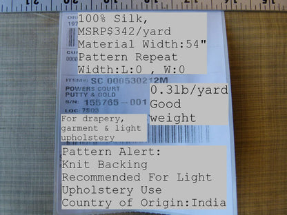 By yard Scalamandre Powers Court Putty Gold Silk Taffeta Strie MSRP USD 342/y