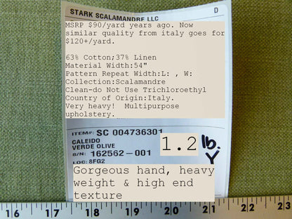 Scalamandre Caleido Verde Olive Green Heavy MSRP USD 120/y