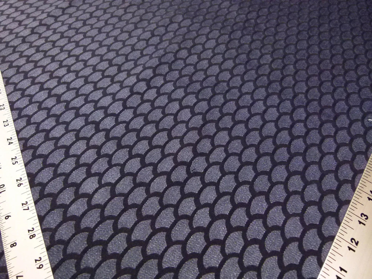 Scalamandre Poseidon Indigo, Deep Blue Neutral Fish Scale Ocean Wave MSRP USD184/Y