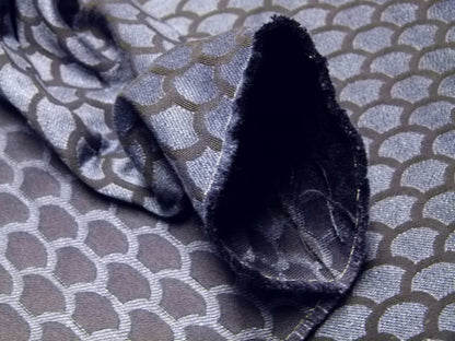 Scalamandre Poseidon Indigo, Deep Blue Neutral Fish Scale Ocean Wave MSRP USD184/Y